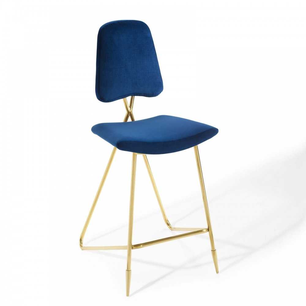 Ponder Performance Velvet Bar Stool, Navy