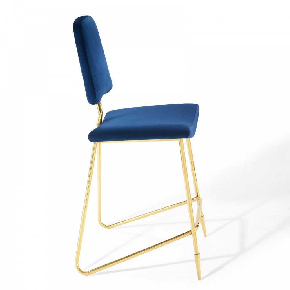 Ponder Performance Velvet Bar Stool, Navy