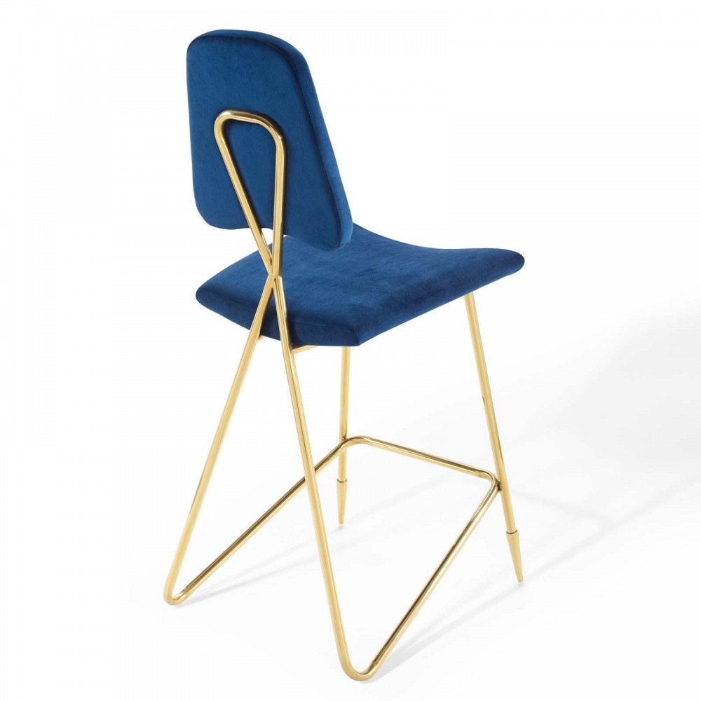 Ponder Performance Velvet Bar Stool, Navy