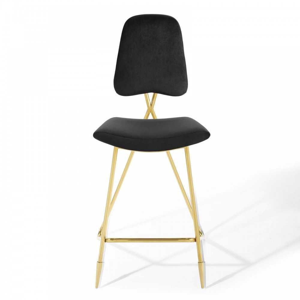 Ponder Performance Velvet Bar Stool, Black