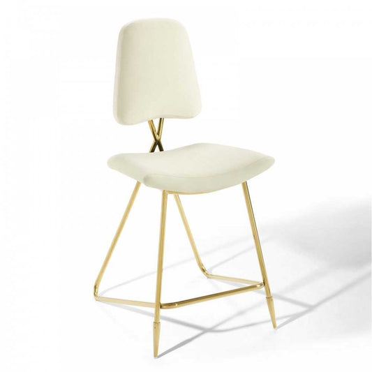 Ponder Performance Velvet Counter Stool, Ivory