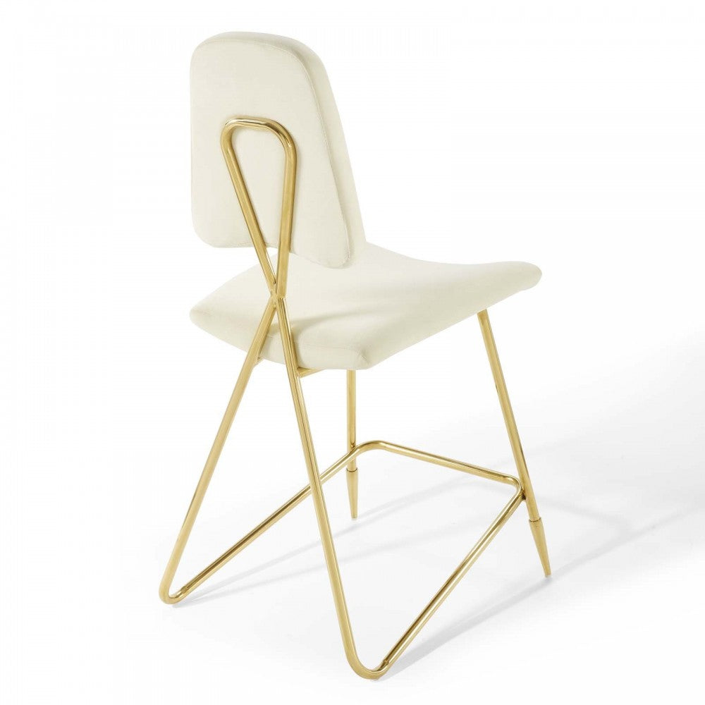 Ponder Performance Velvet Counter Stool, Ivory