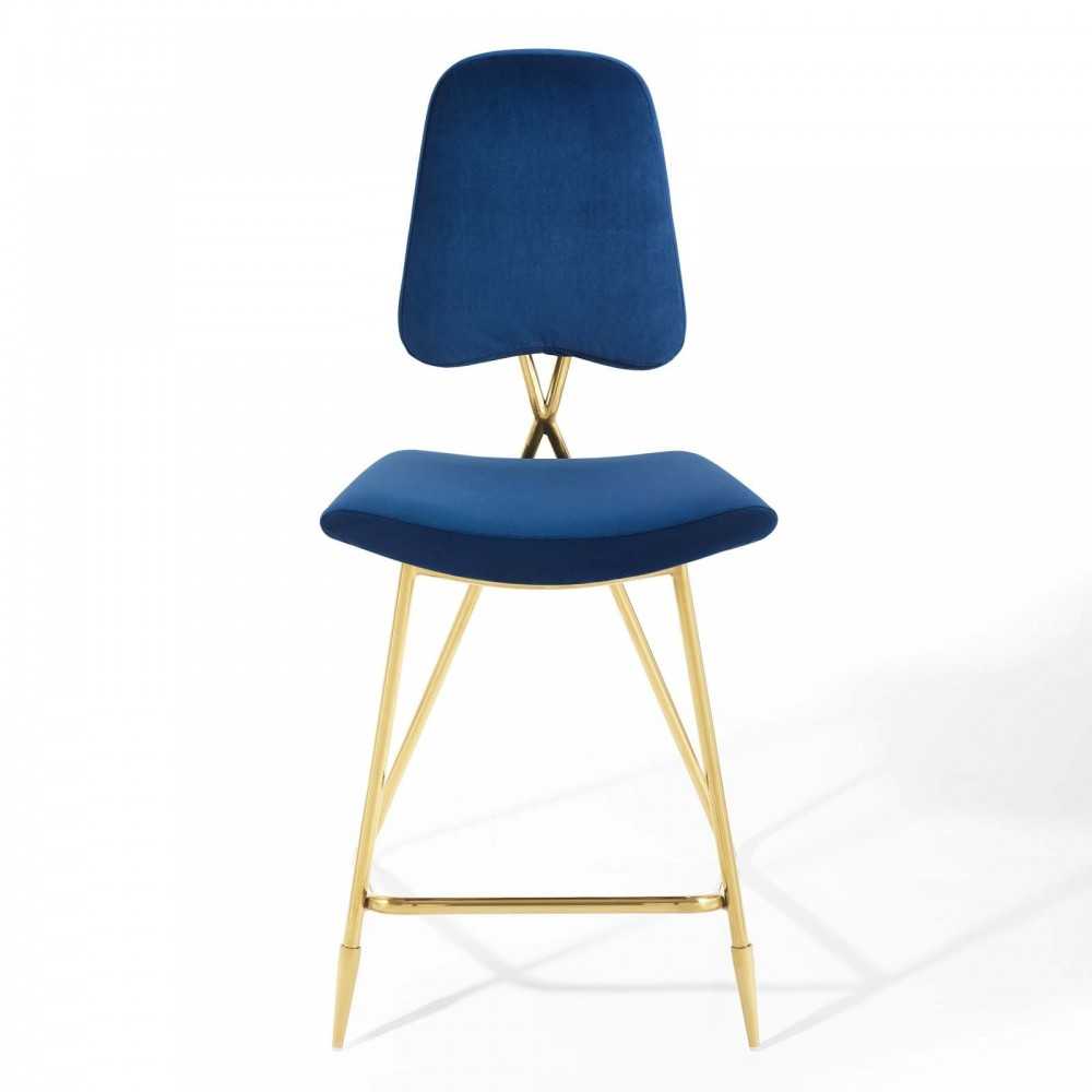 Ponder Performance Velvet Counter Stool, Navy