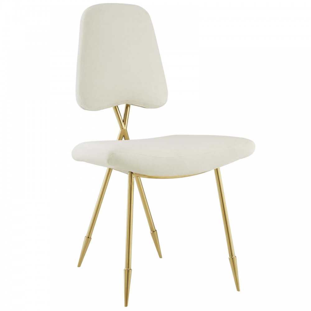 Ponder Performance Velvet Dining Side Chair, Ivory