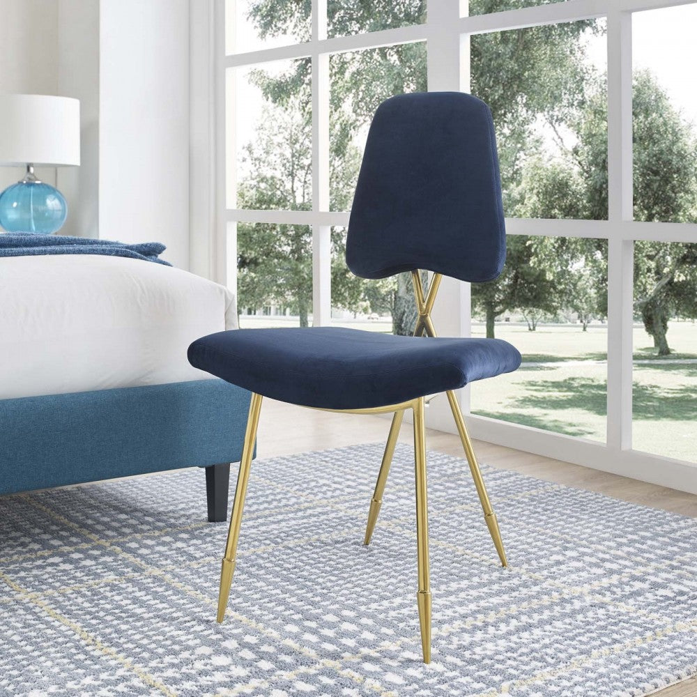 Ponder Performance Velvet Dining Side Chair, Navy