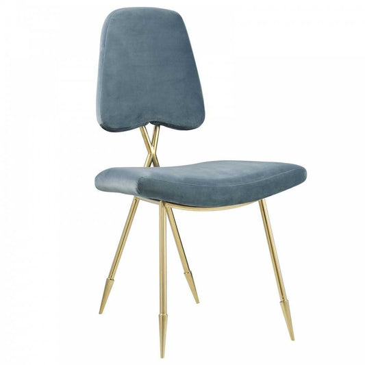 Ponder Performance Velvet Dining Side Chair, Sea Blue