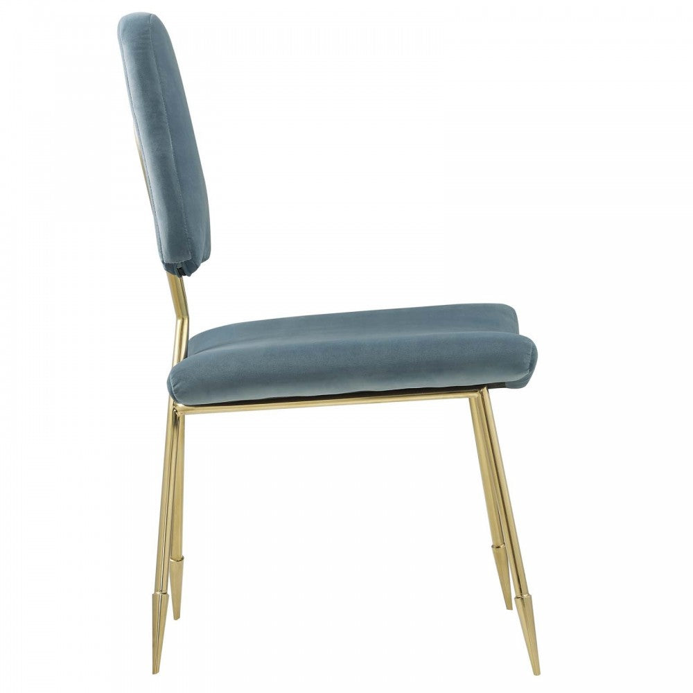 Ponder Performance Velvet Dining Side Chair, Sea Blue