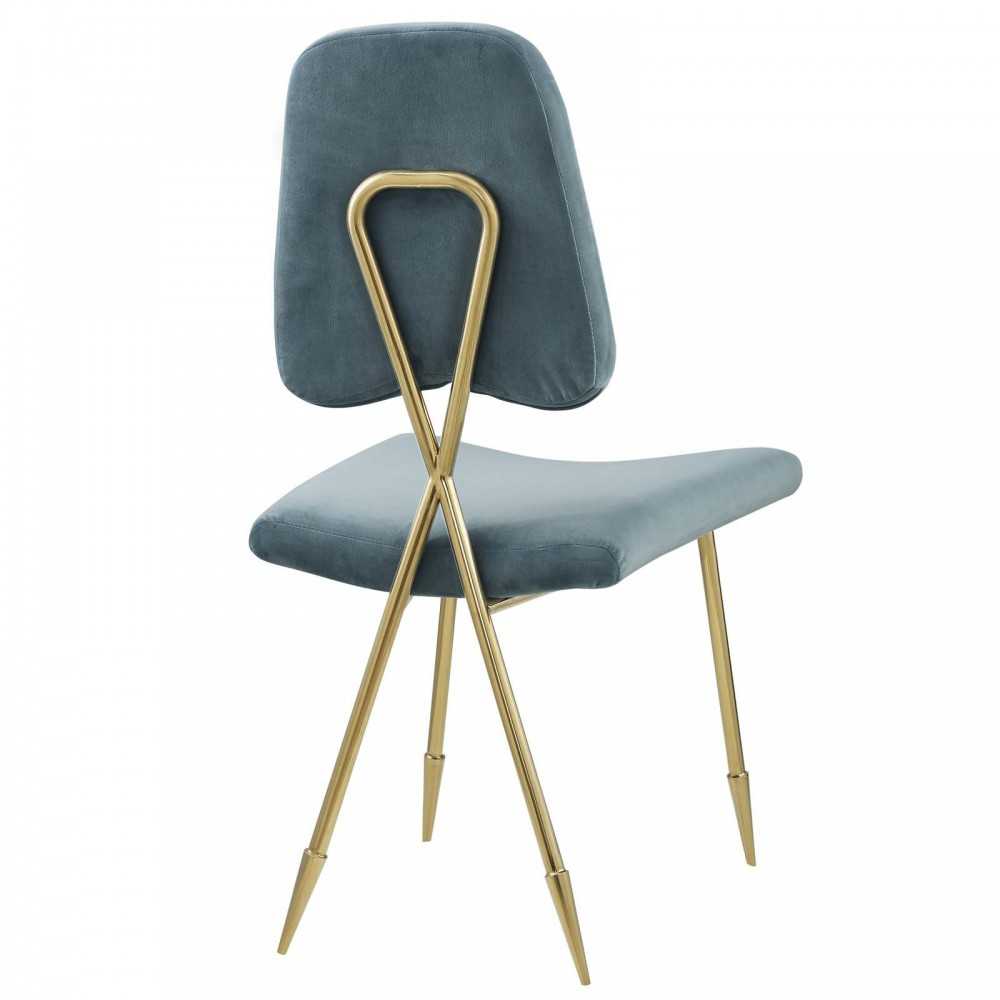 Ponder Performance Velvet Dining Side Chair, Sea Blue