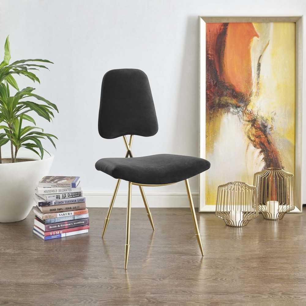 Ponder Performance Velvet Dining Side Chair, Black