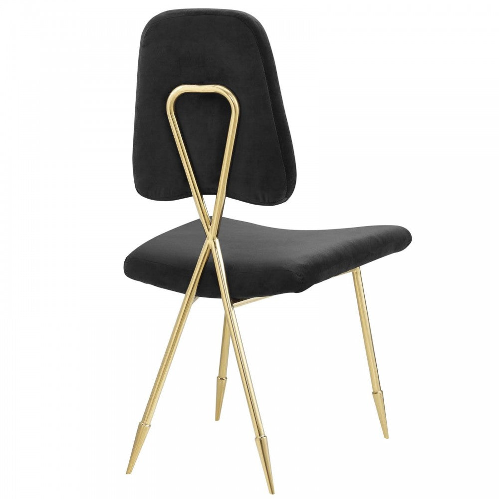 Ponder Performance Velvet Dining Side Chair, Black