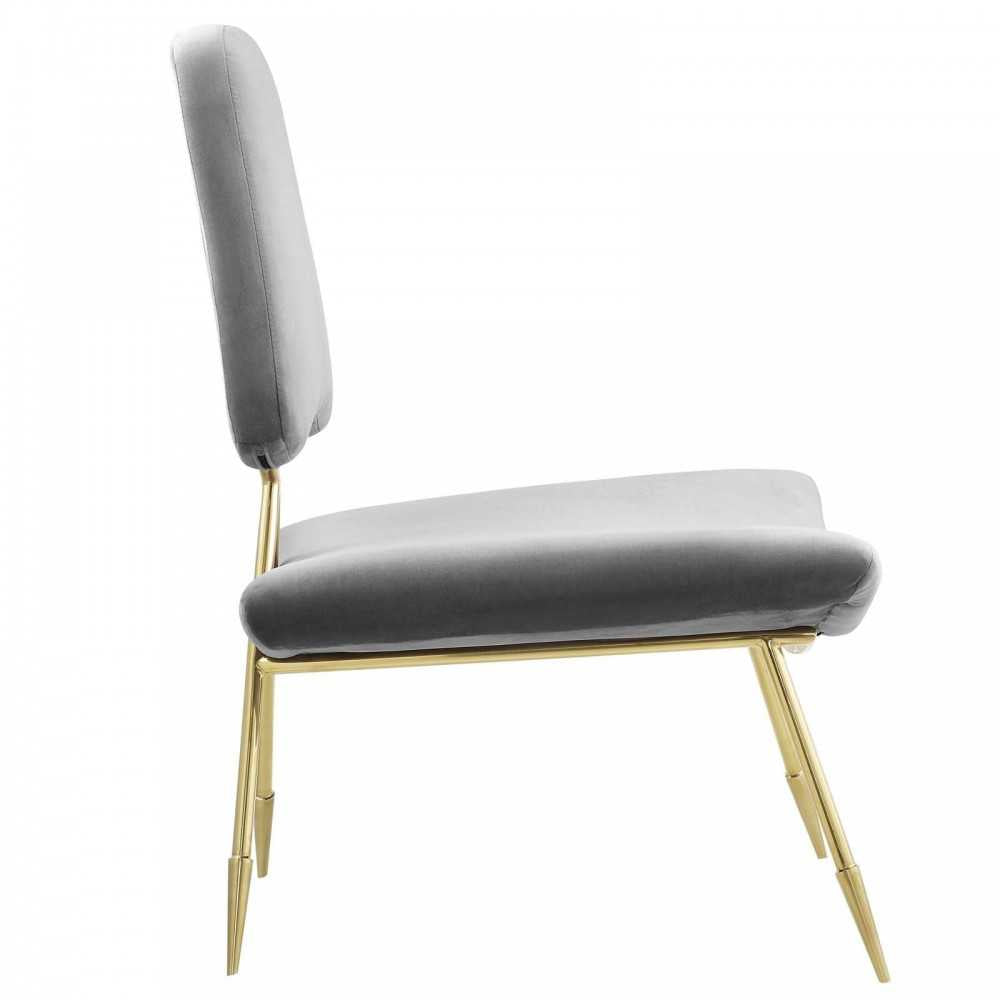 Ponder Performance Velvet Lounge Chair, Gray