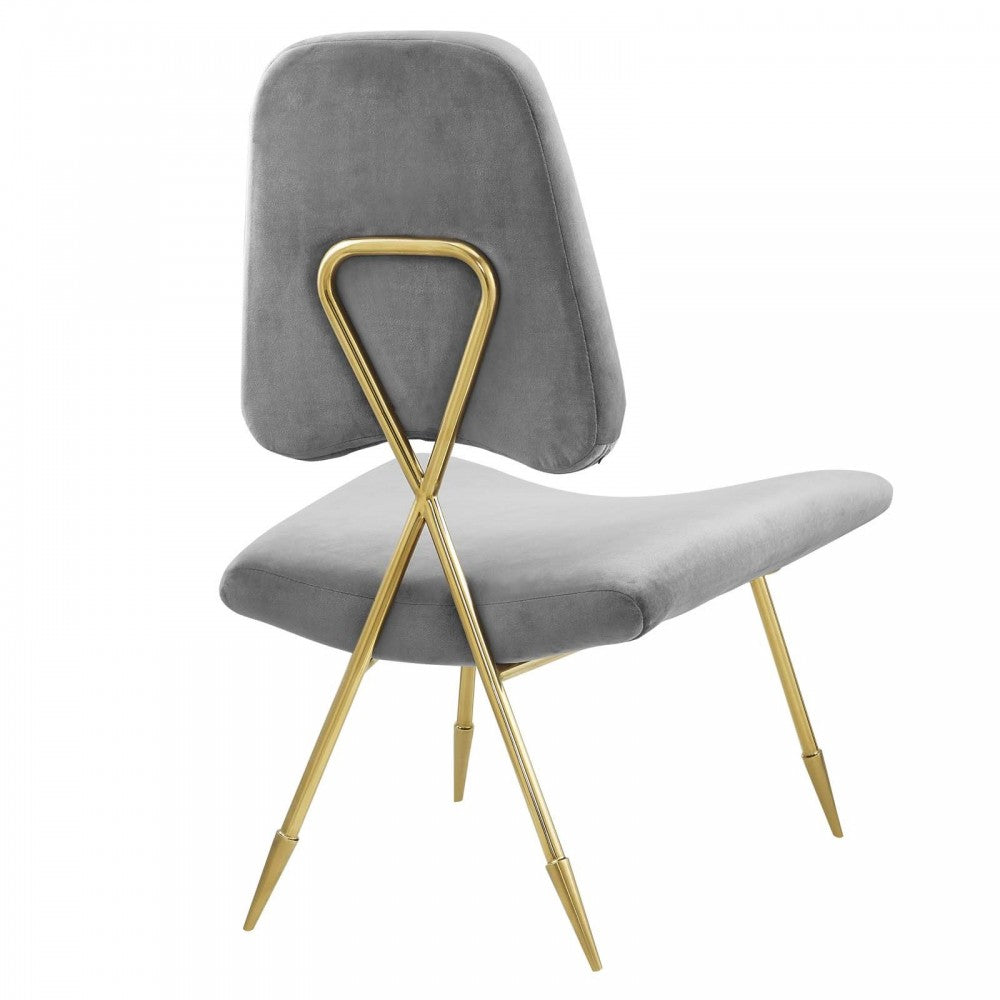 Ponder Performance Velvet Lounge Chair, Gray