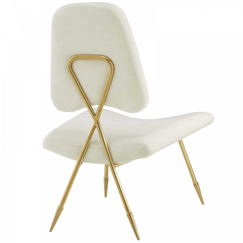 Ponder Performance Velvet Lounge Chair, Ivory