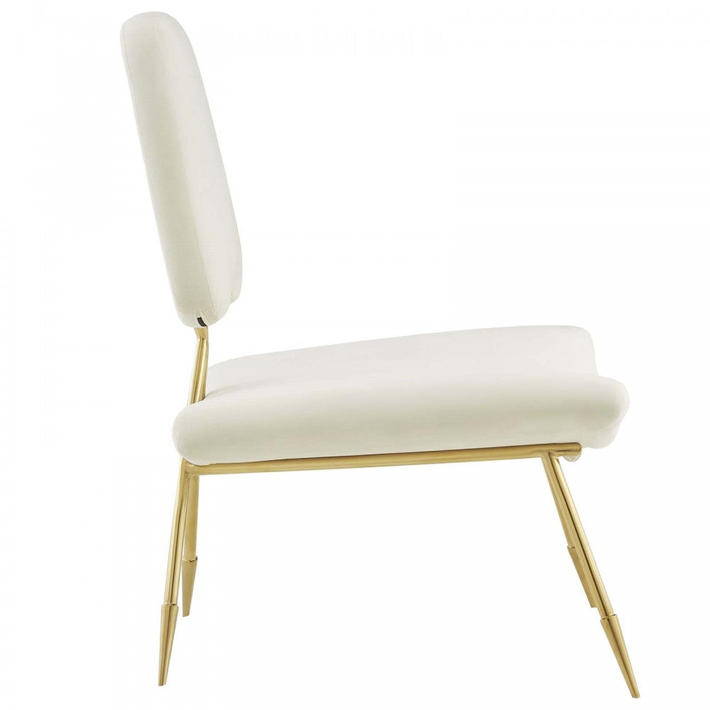 Ponder Performance Velvet Lounge Chair, Ivory