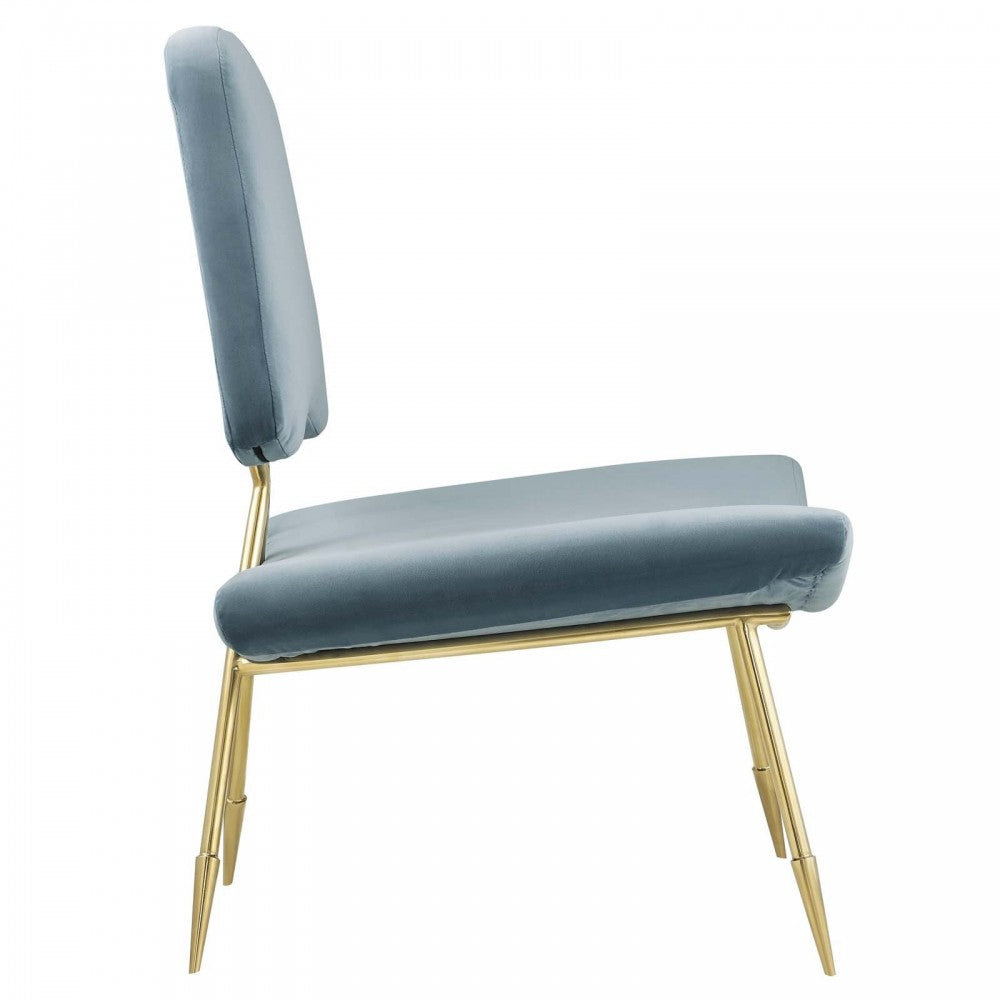 Ponder Performance Velvet Lounge Chair, Sea Blue