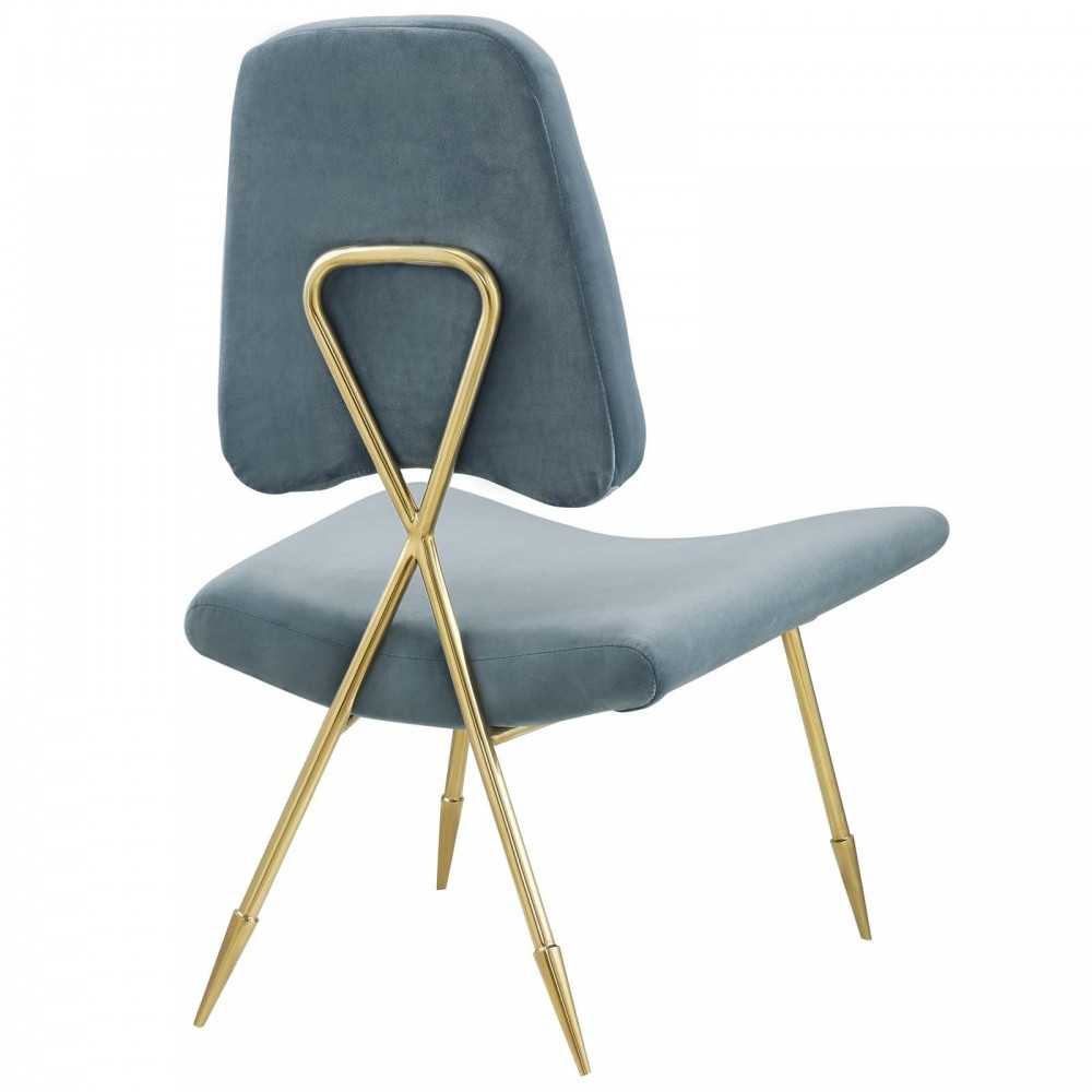 Ponder Performance Velvet Lounge Chair, Sea Blue