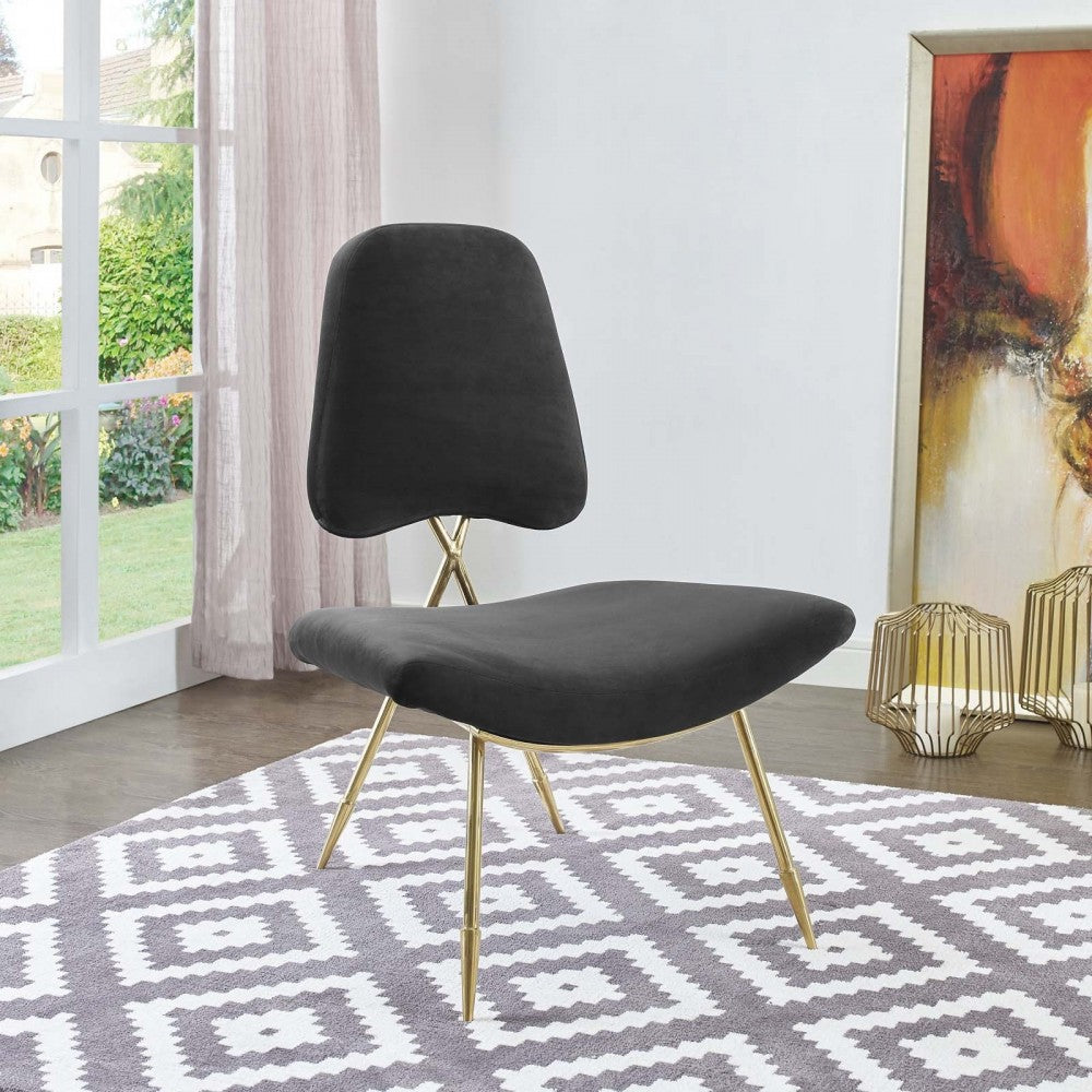 Ponder Performance Velvet Lounge Chair, Black