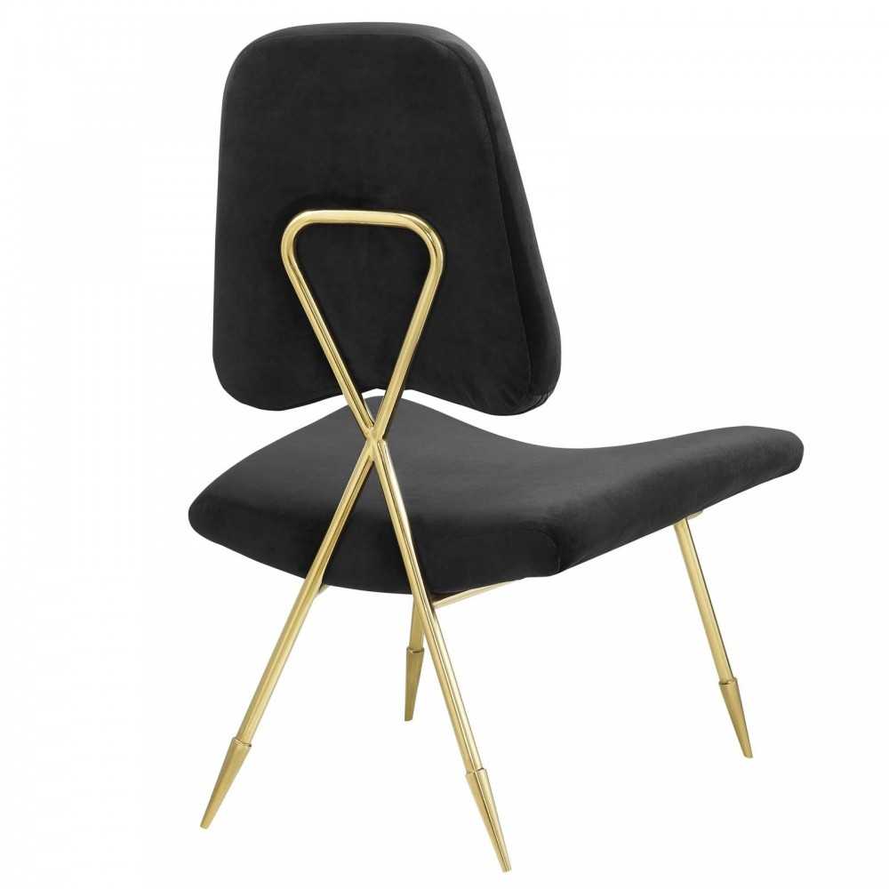Ponder Performance Velvet Lounge Chair, Black