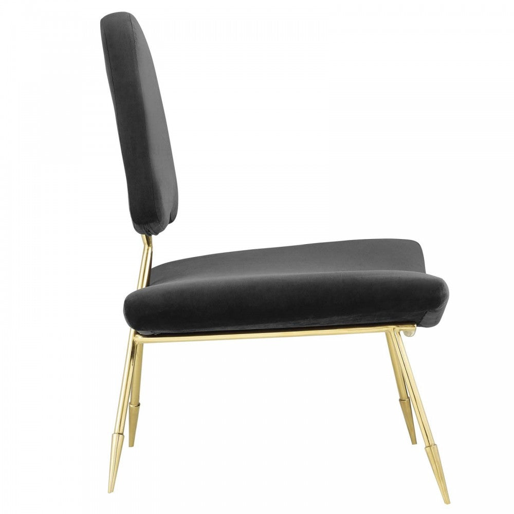 Ponder Performance Velvet Lounge Chair, Black