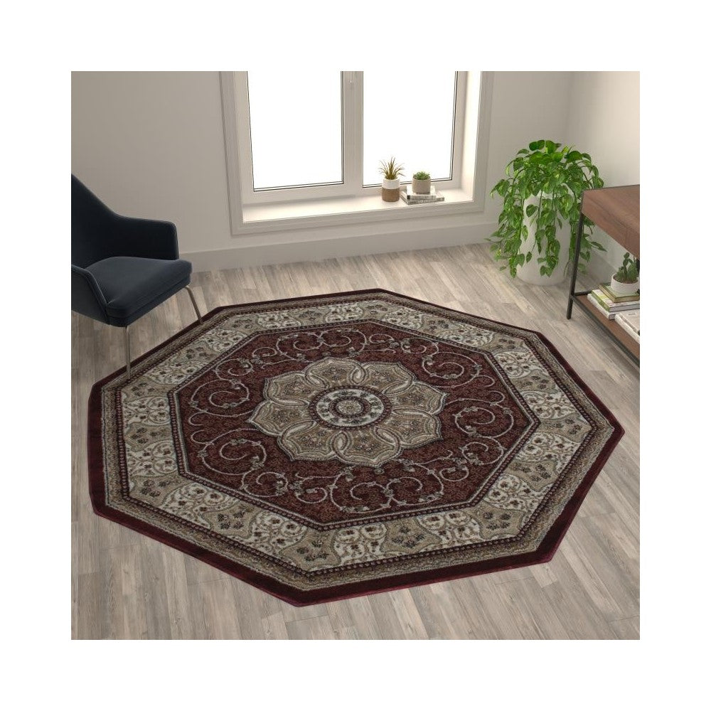 Portman Collection Burgundy 7x7 Persian Area Rug