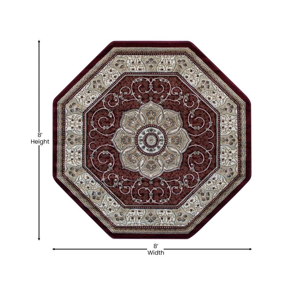 Portman Collection Burgundy 7x7 Persian Area Rug