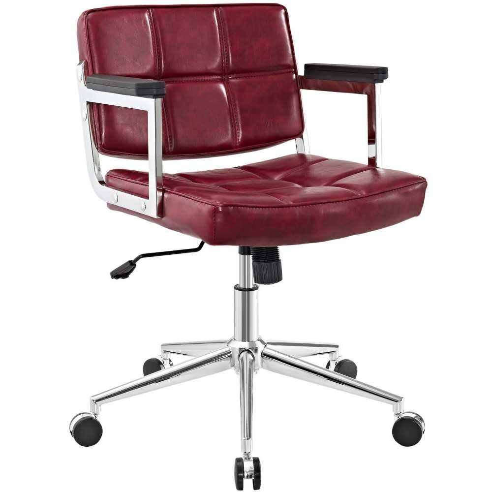 Portray Mid Back Upholstered Vinyl Office Chair, Red