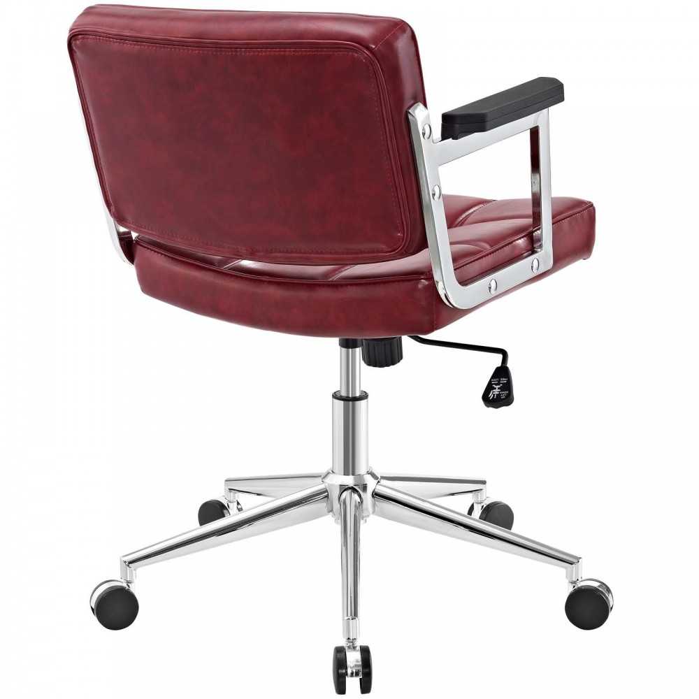 Portray Mid Back Upholstered Vinyl Office Chair, Red