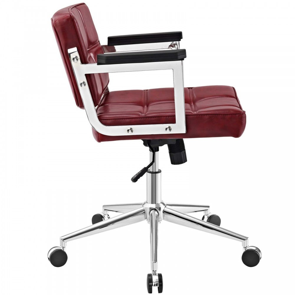 Portray Mid Back Upholstered Vinyl Office Chair, Red