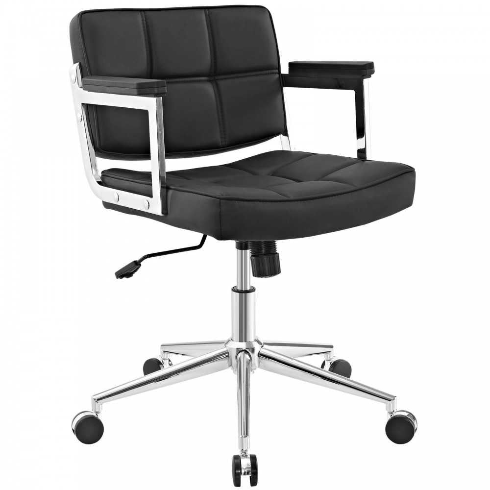Portray Mid Back Upholstered Vinyl Office Chair, Black