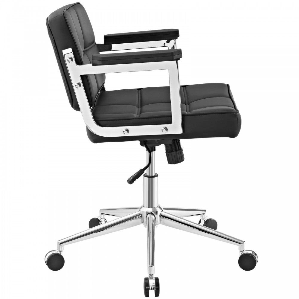 Portray Mid Back Upholstered Vinyl Office Chair, Black