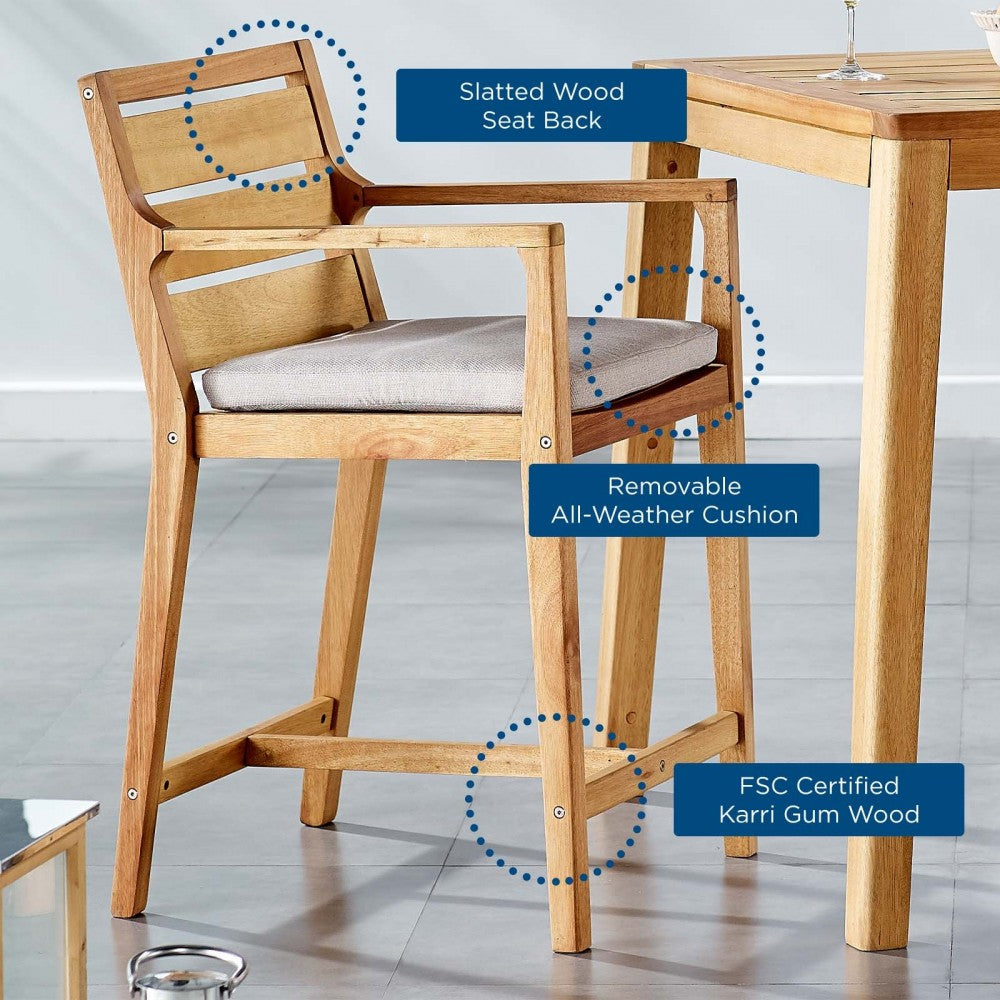 Portsmouth Karri Wood Outdoor Patio Bar Stool