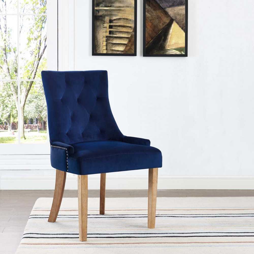 Pose Performance Velvet Dining Chair, Navy