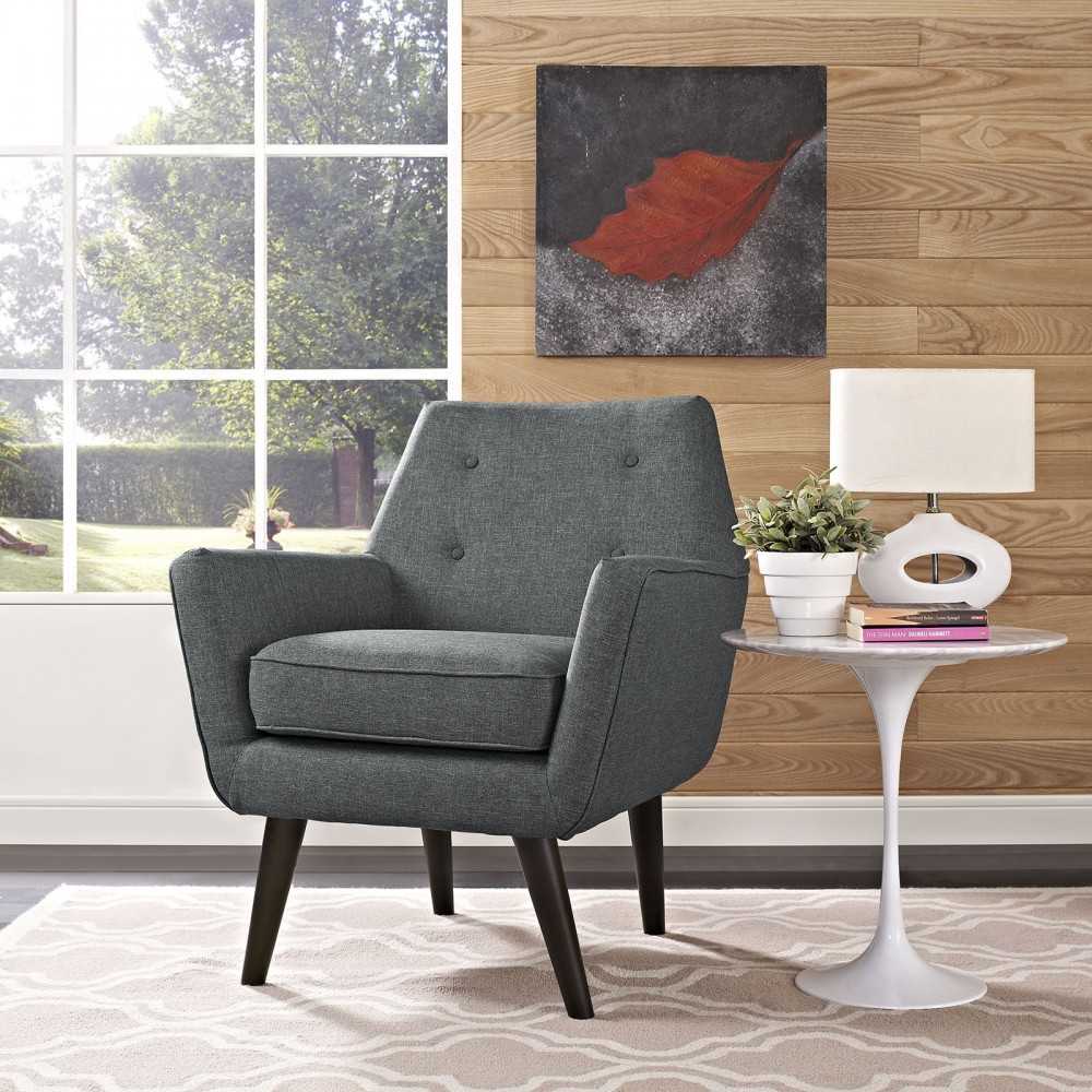Posit Upholstered Fabric Armchair, Gray