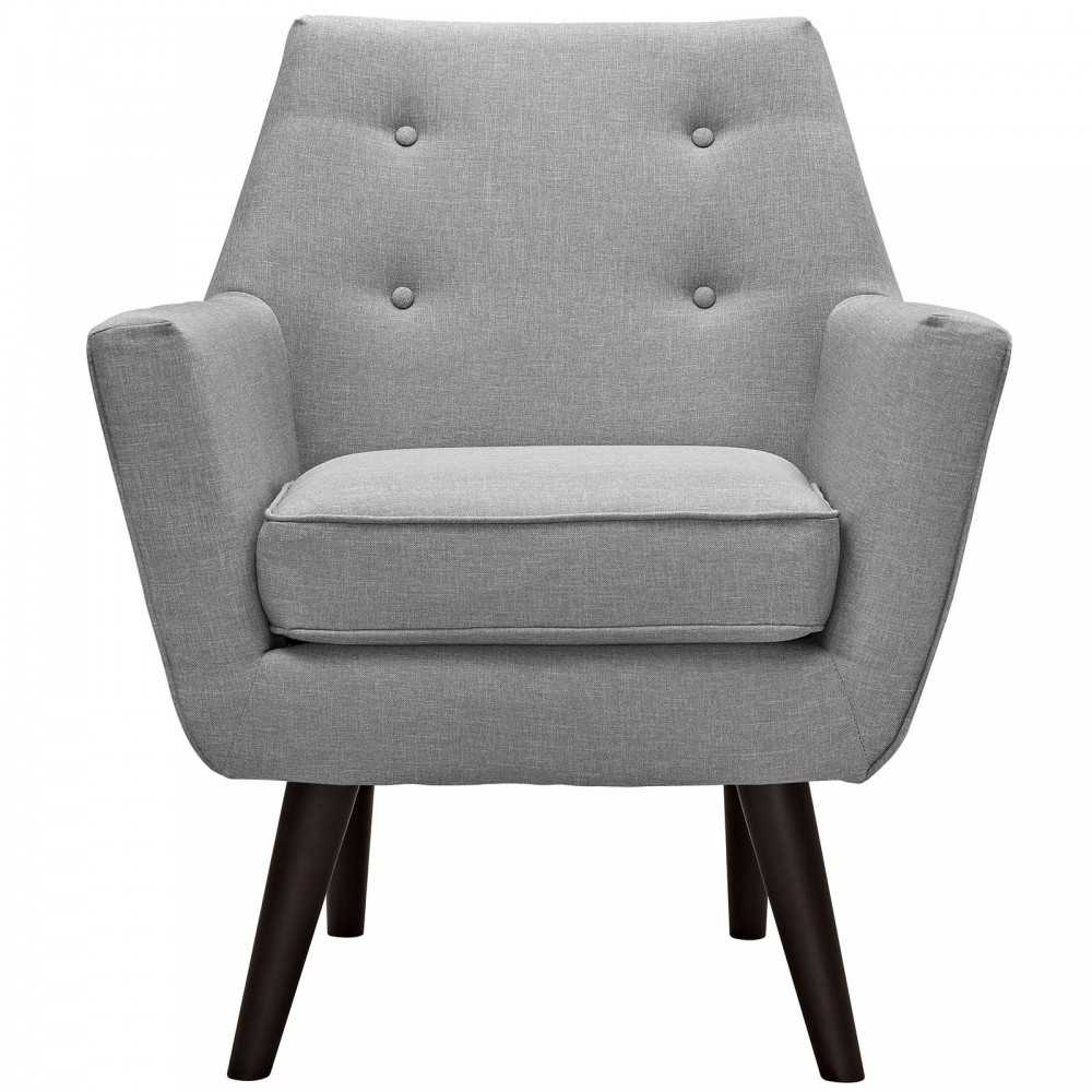 Posit Upholstered Fabric Armchair, Light Gray
