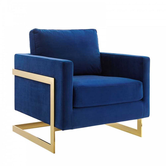 Posse Performance Velvet Accent Chair, Gold Navy