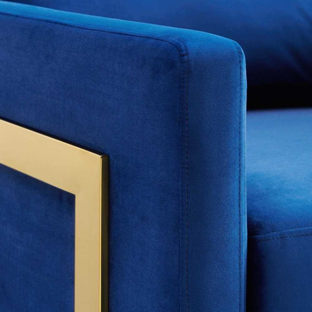 Posse Performance Velvet Accent Chair, Gold Navy