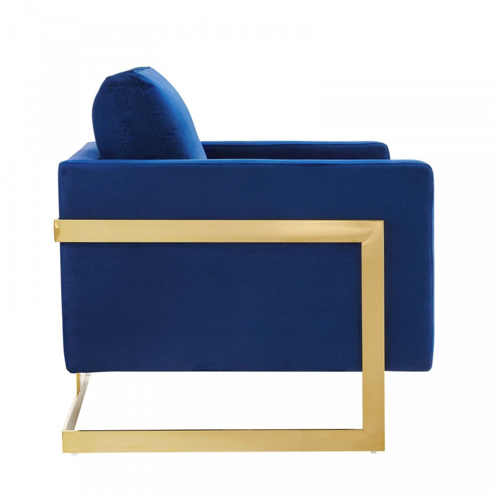 Posse Performance Velvet Accent Chair, Gold Navy