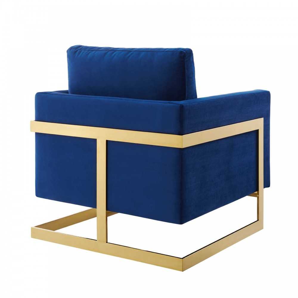 Posse Performance Velvet Accent Chair, Gold Navy