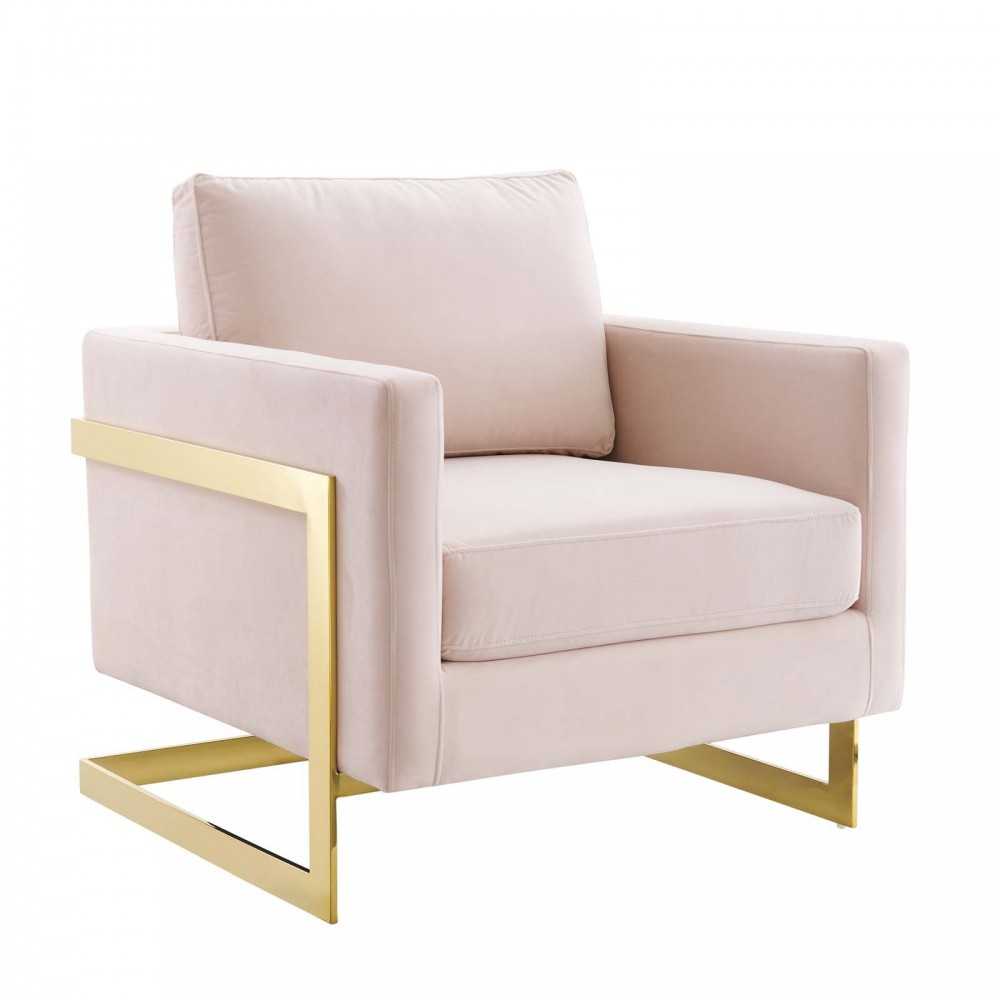 Posse Performance Velvet Accent Chair, Gold Pink