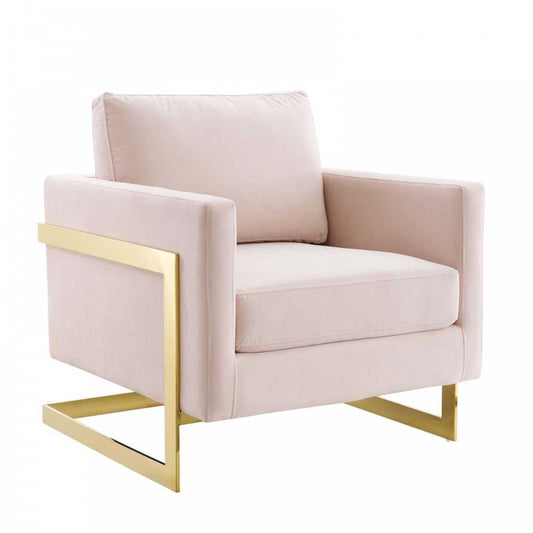 Posse Performance Velvet Accent Chair, Gold Pink