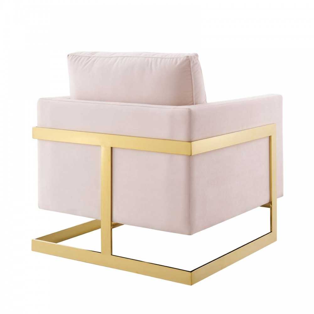 Posse Performance Velvet Accent Chair, Gold Pink