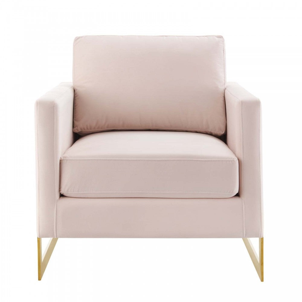 Posse Performance Velvet Accent Chair, Gold Pink