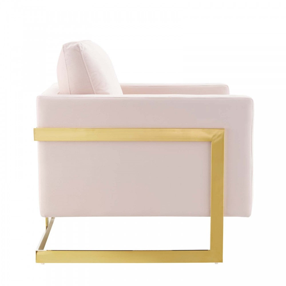 Posse Performance Velvet Accent Chair, Gold Pink