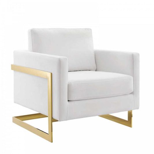 Posse Performance Velvet Accent Chair, Gold White