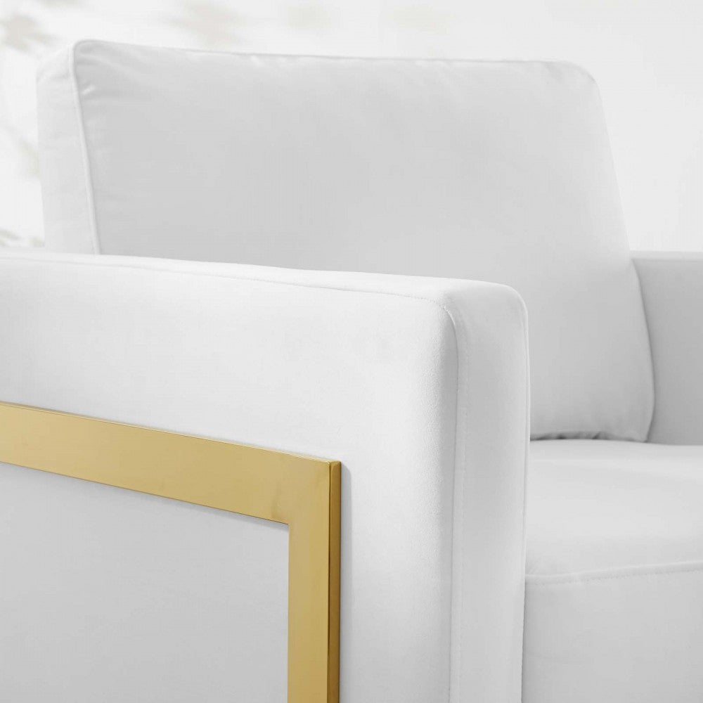 Posse Performance Velvet Accent Chair, Gold White