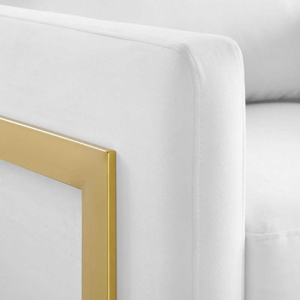 Posse Performance Velvet Accent Chair, Gold White