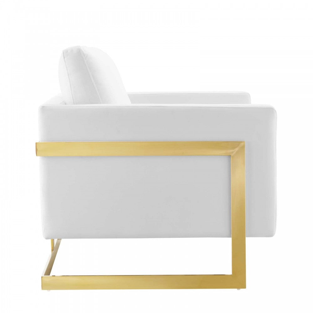 Posse Performance Velvet Accent Chair, Gold White