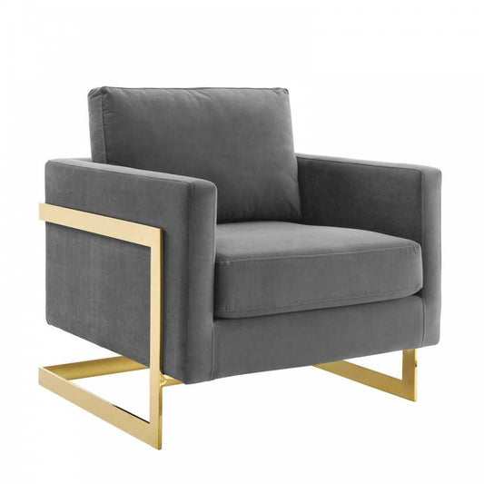 Posse Performance Velvet Accent Chair, Gold Gray