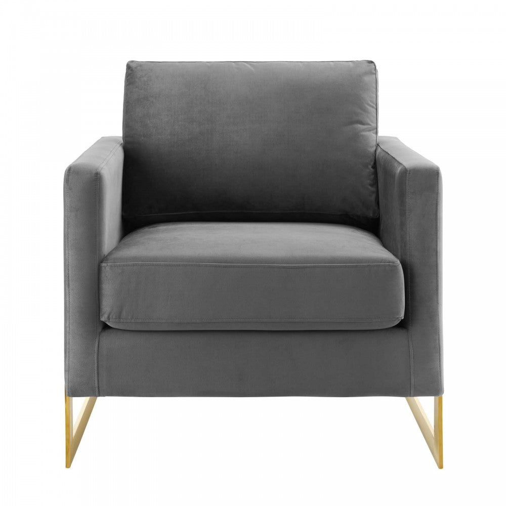 Posse Performance Velvet Accent Chair, Gold Gray