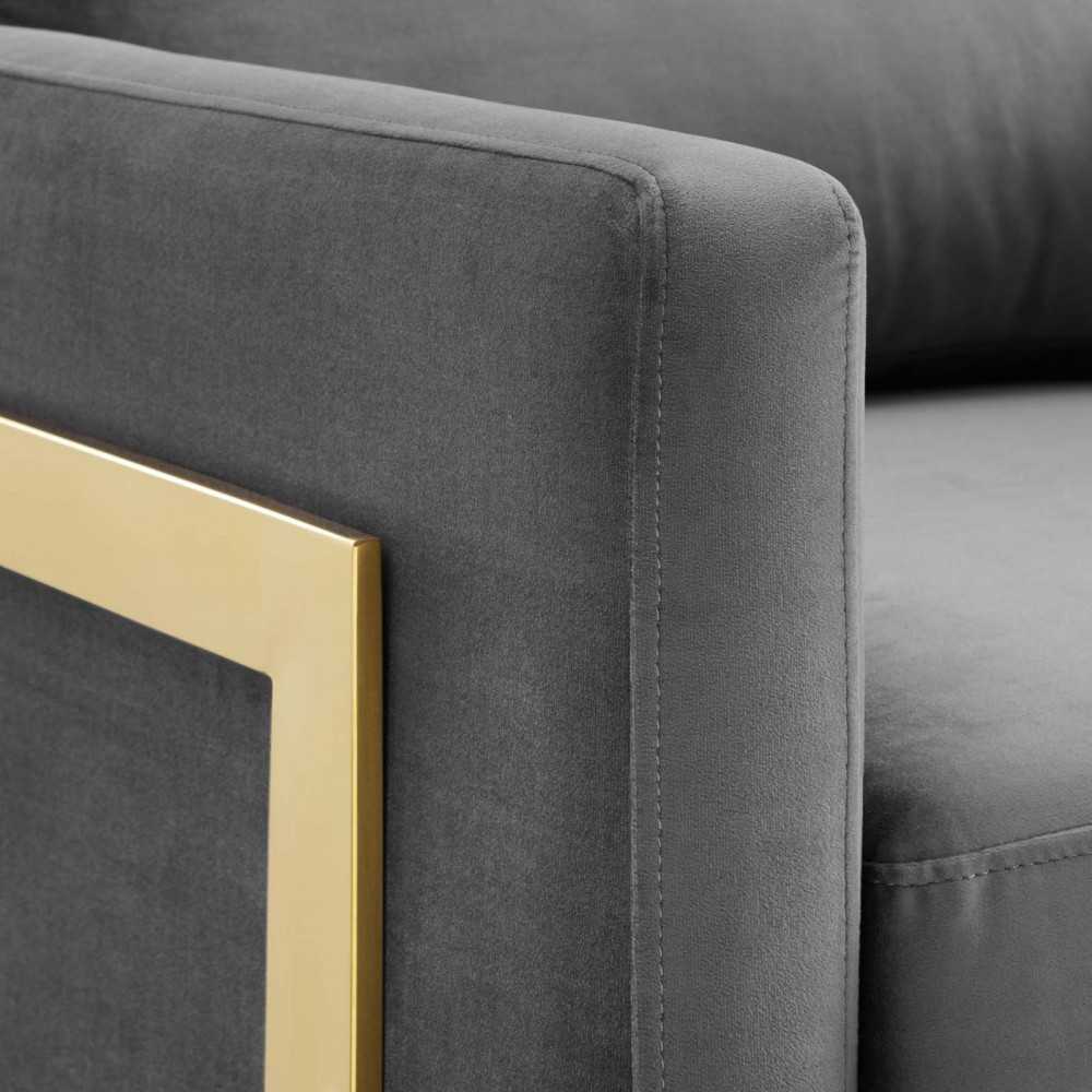 Posse Performance Velvet Accent Chair, Gold Gray